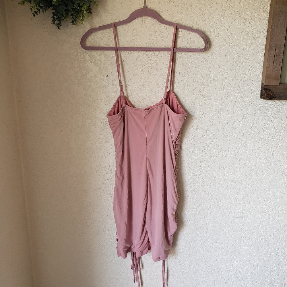NWOT Blashe Pink Blush Ruched Tie Hem Dress Size L - Picture 5 of 9